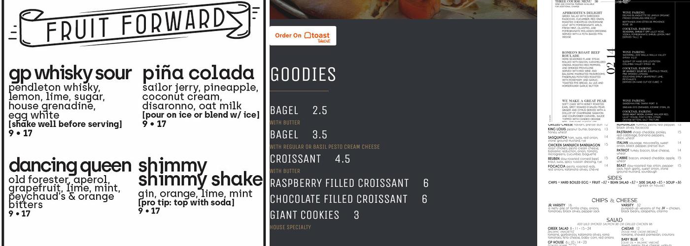 Great Pacific Menu
