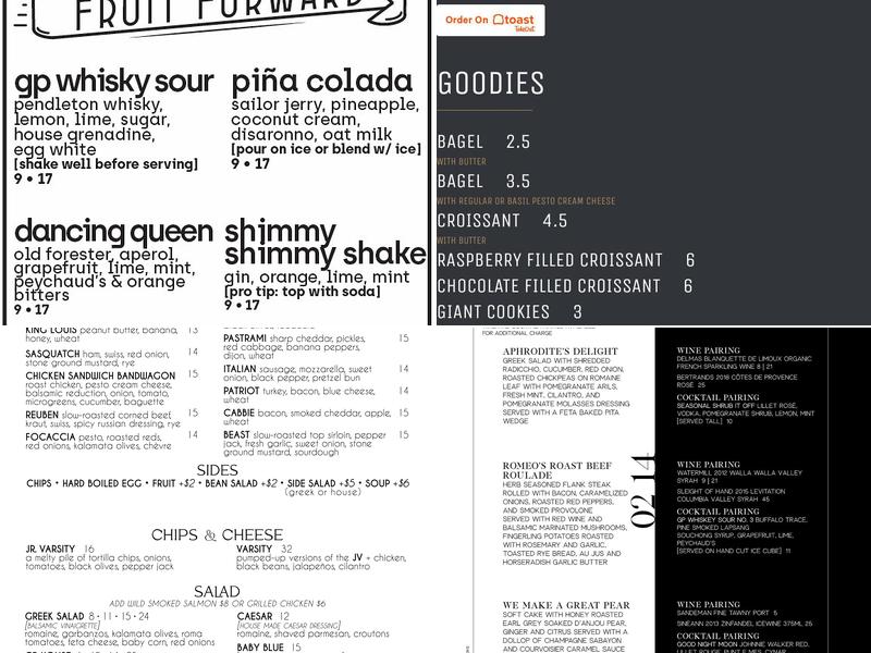 Great Pacific Menu