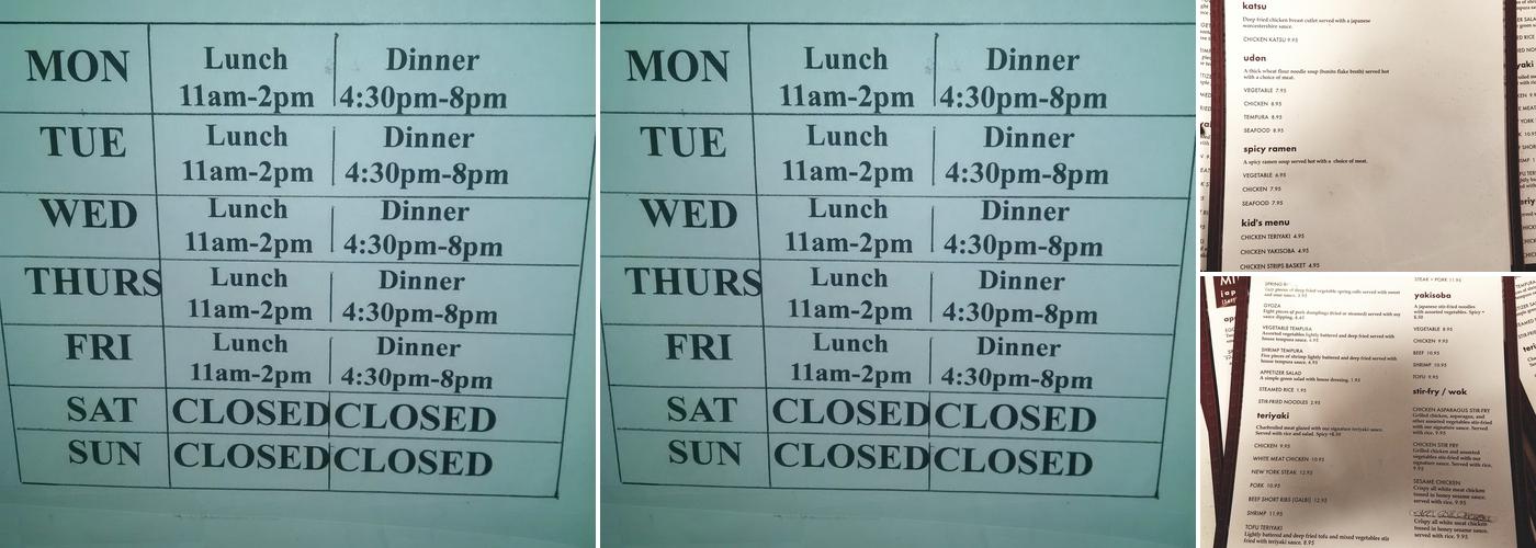 Mitori Teriyaki Menu
