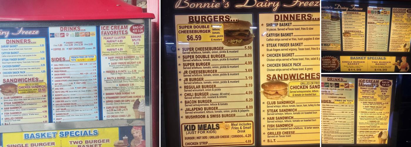 Dairy Freeze Menu