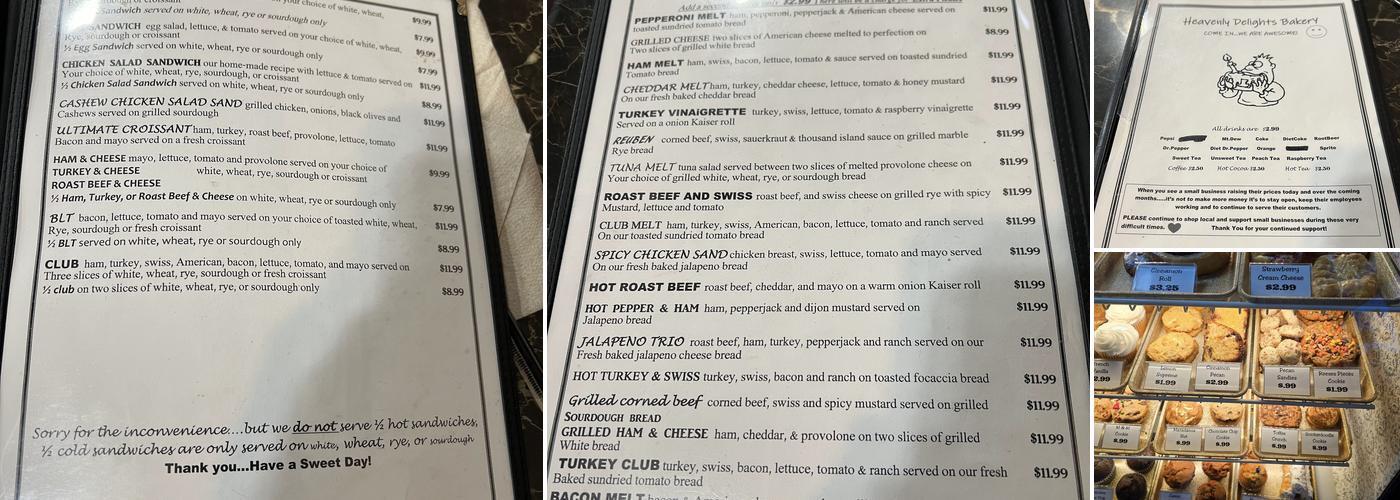 Heavenly Delights Menu