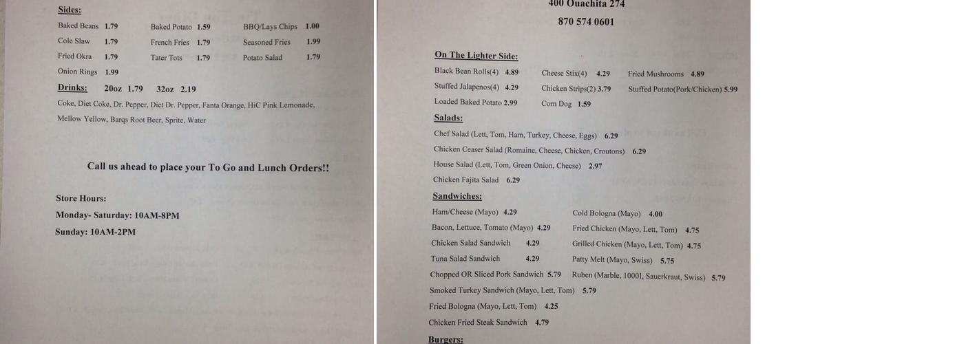 Tin Top Diner Menu