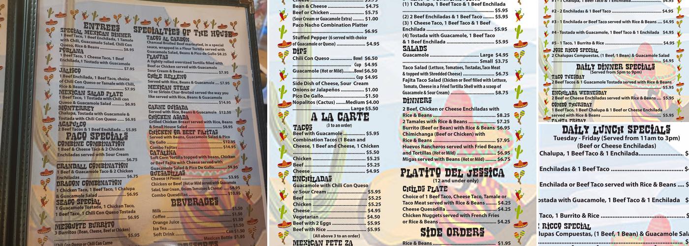 Paco Dominguez Menu