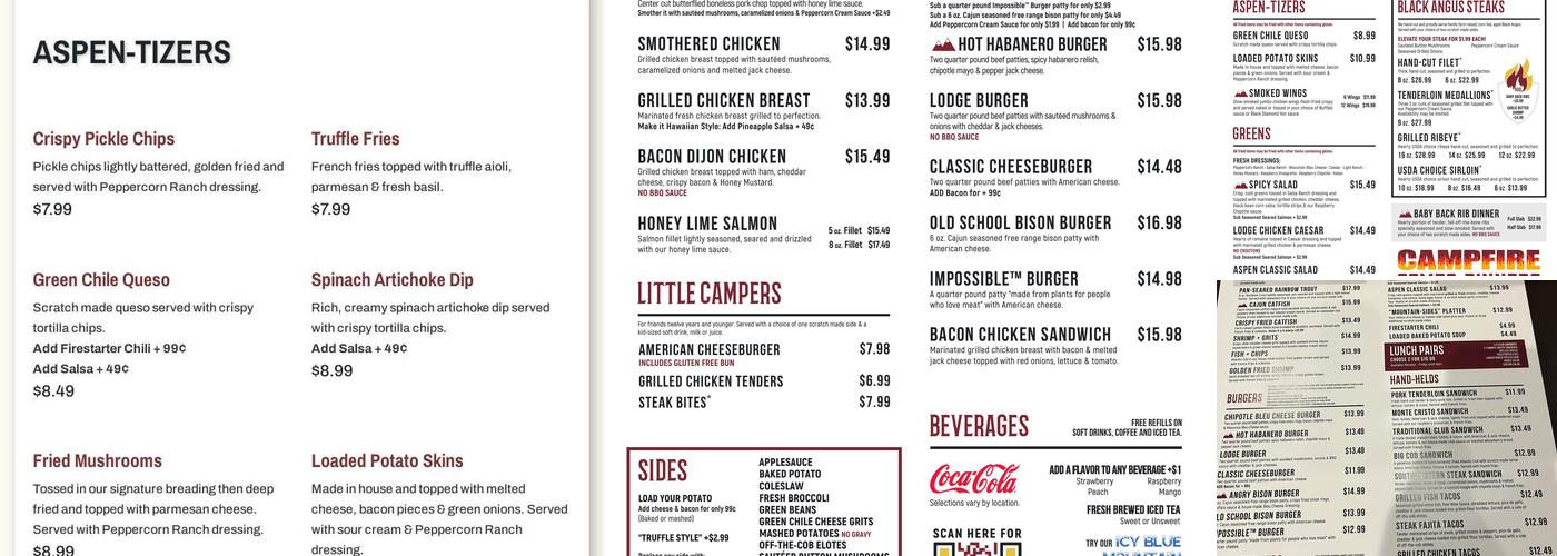 Aspen Creek Grill Menu