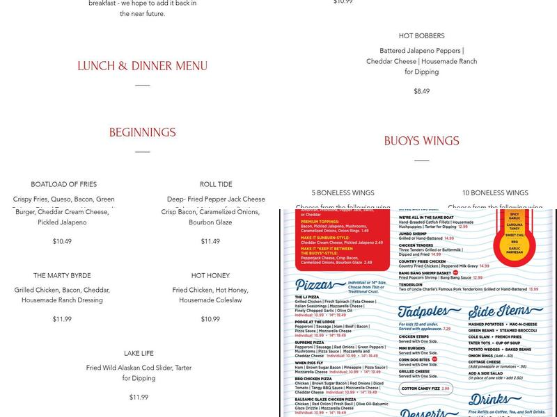 Buoys at the Lodge Menu