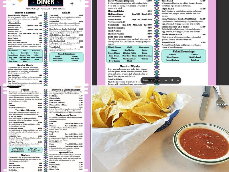 Ponte's Diner Menu