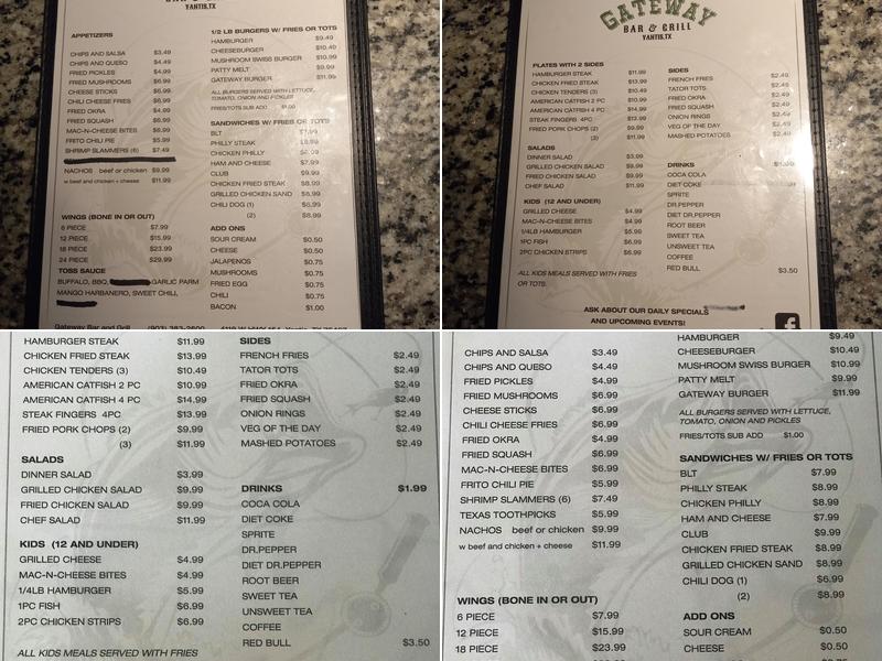 Gateway Bar & Grill Menu