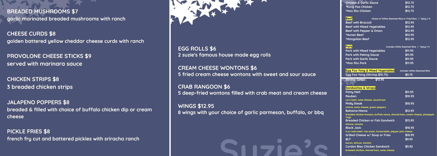 Suzie's Menu