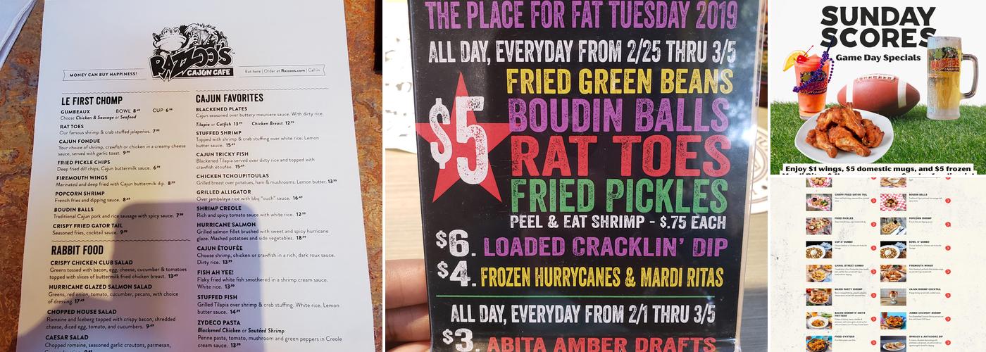 Razzoo's Cajun Cafe Menu