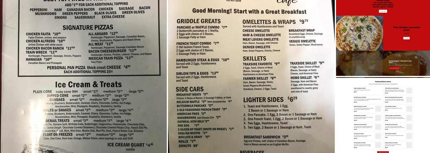 Traxside Cafe Menu