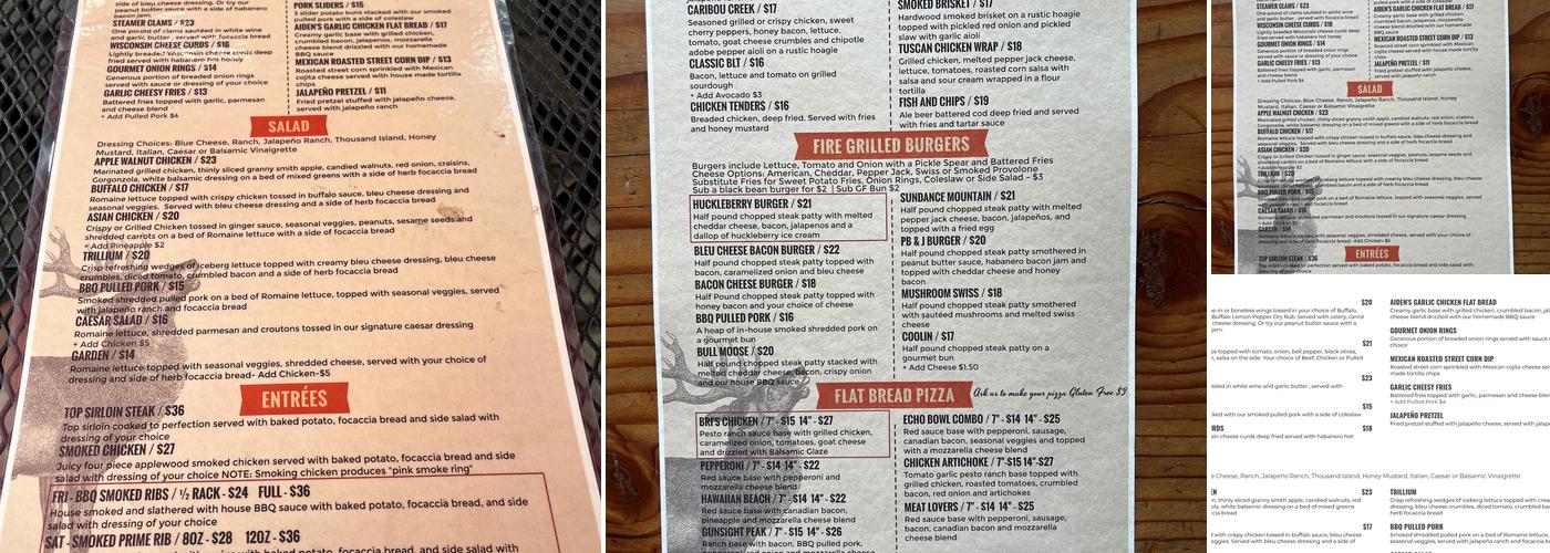 Moose Knuckle BBQ, Burgers and Brew Menu