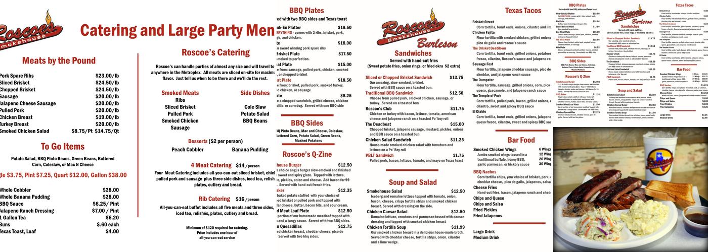 Roscoe's Smokehouse Menu