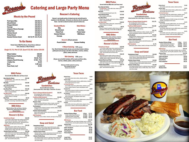 Roscoe's Smokehouse Menu