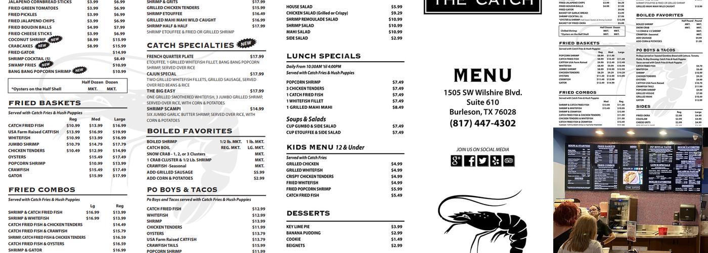 The Catch - Burleson Menu