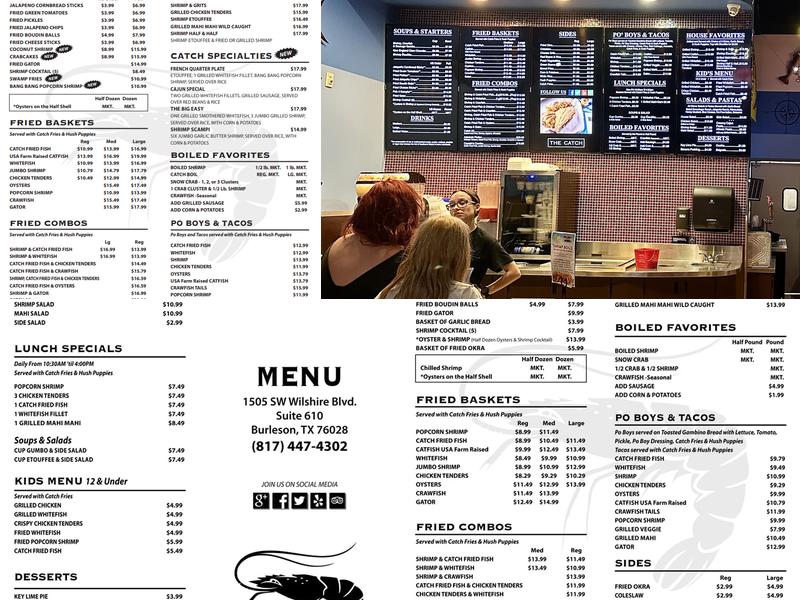 The Catch - Burleson Menu