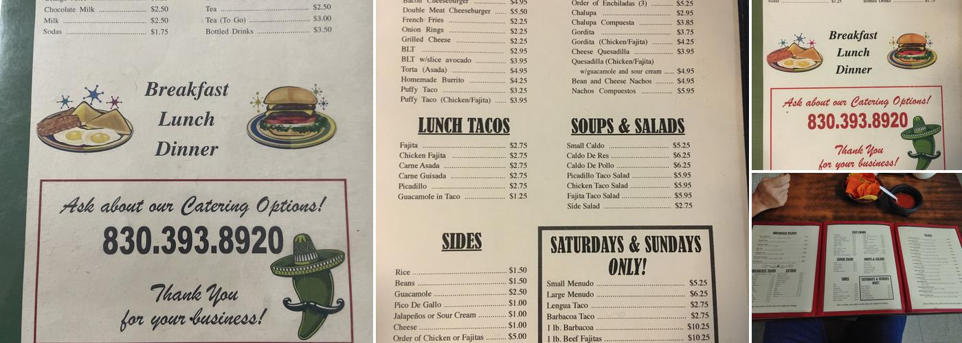 Matas Cafe Menu