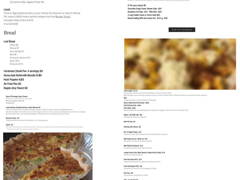 Debra's Good Eats Menu