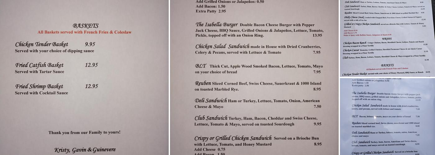 Cafe Isabella Menu