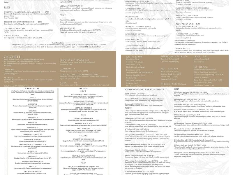Gabriella’s Cucina Italiana Menu