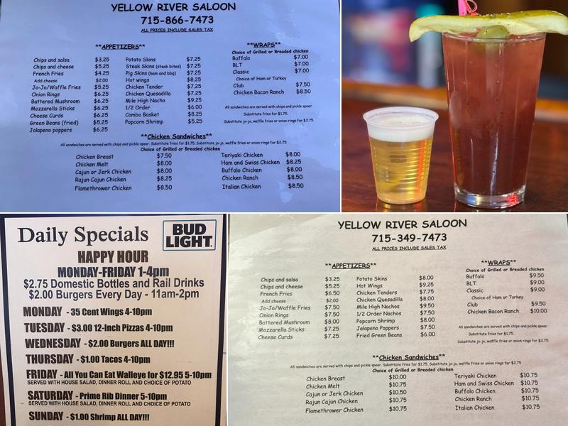 Yellow River Saloon Menu