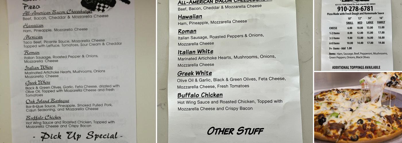 Pizza Shack Menu