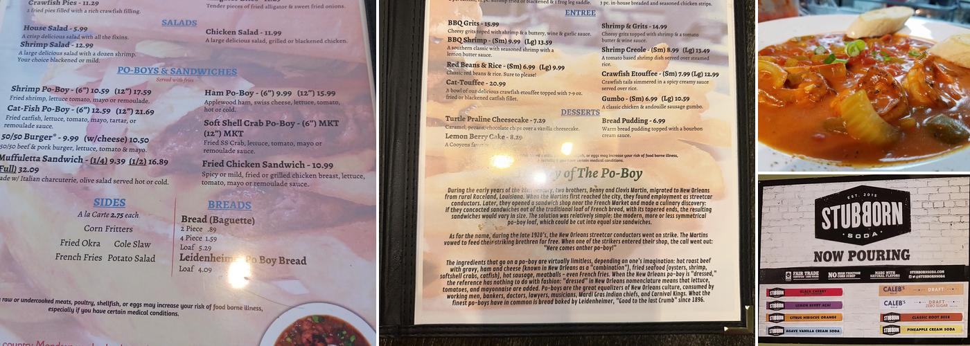 Cooyons Menu