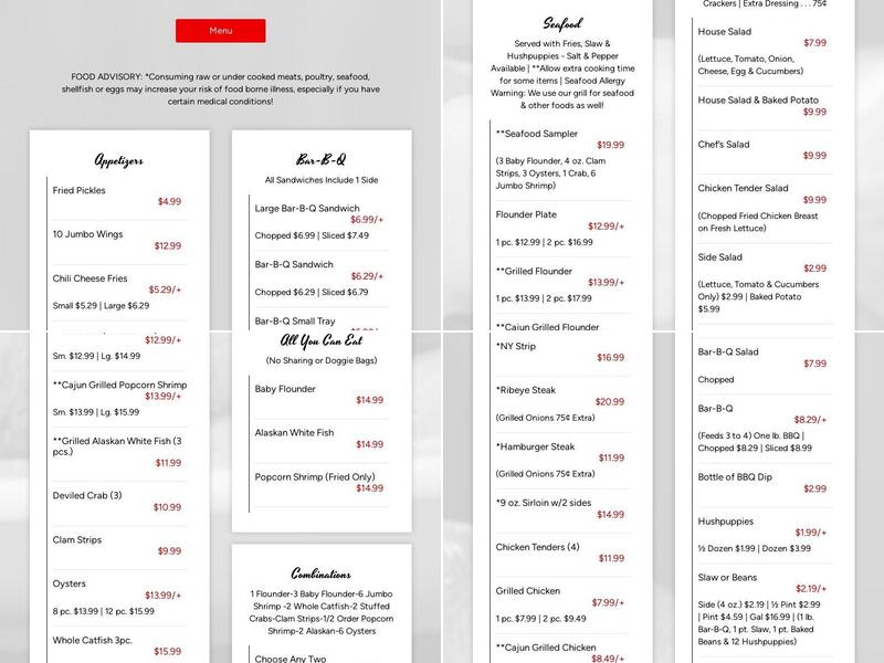 Johnny's Barbeque Menu