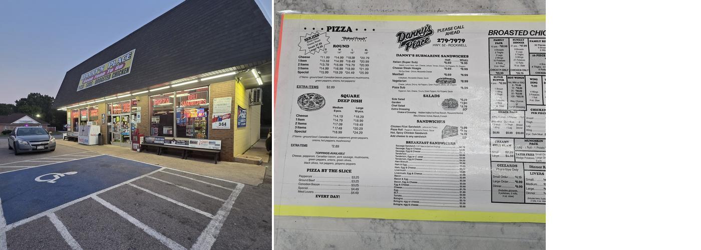 Danny's Place Menu