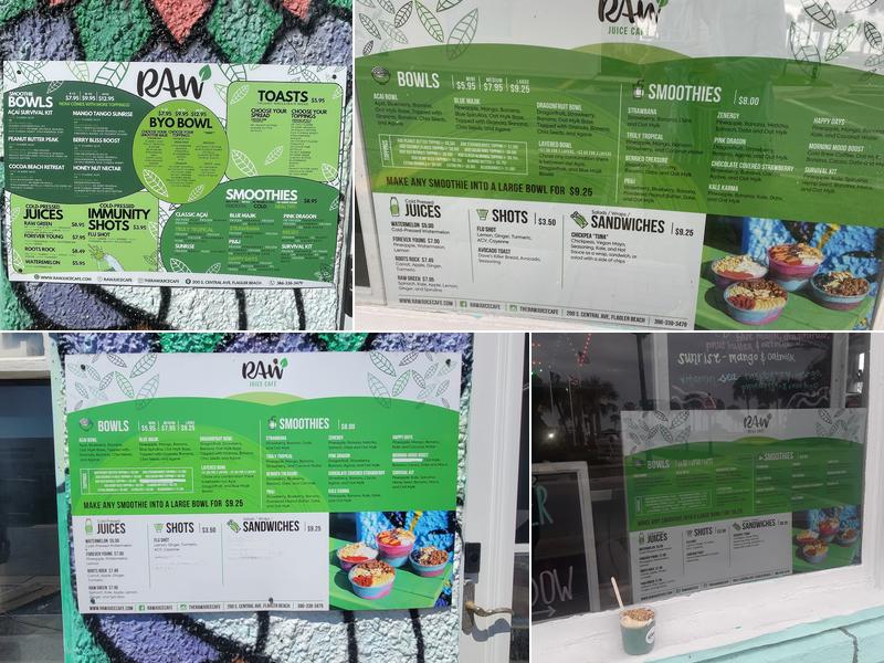 Raw Juice Cafe Menu