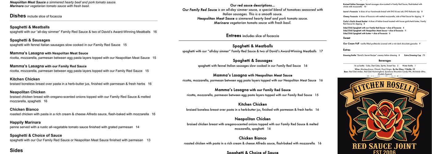 Kitchen Roselli Menu