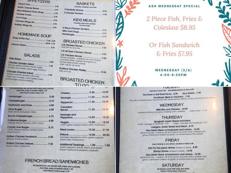 County Line Tavern Menu