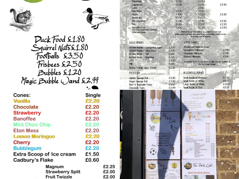 The Park Cafe Menu