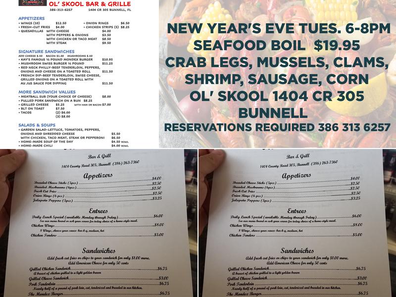 Ol' Skool Bar and Grille Menu