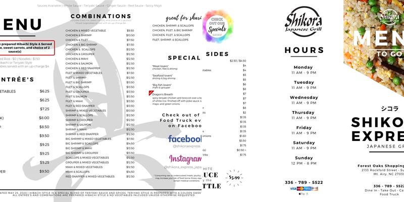 Shikora Express Menu