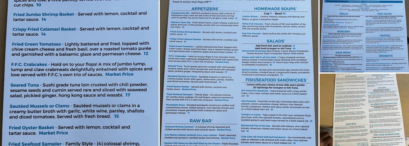 Flagler Fish Company Menu