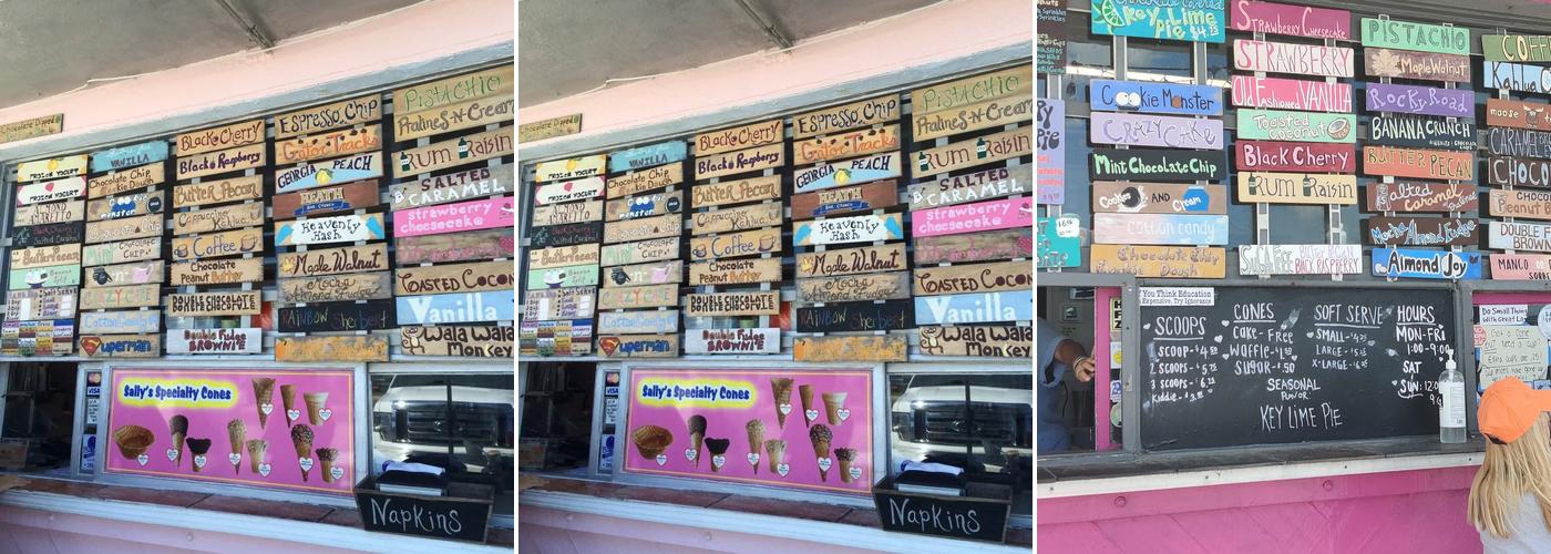 Sally's Ice Cream Menu