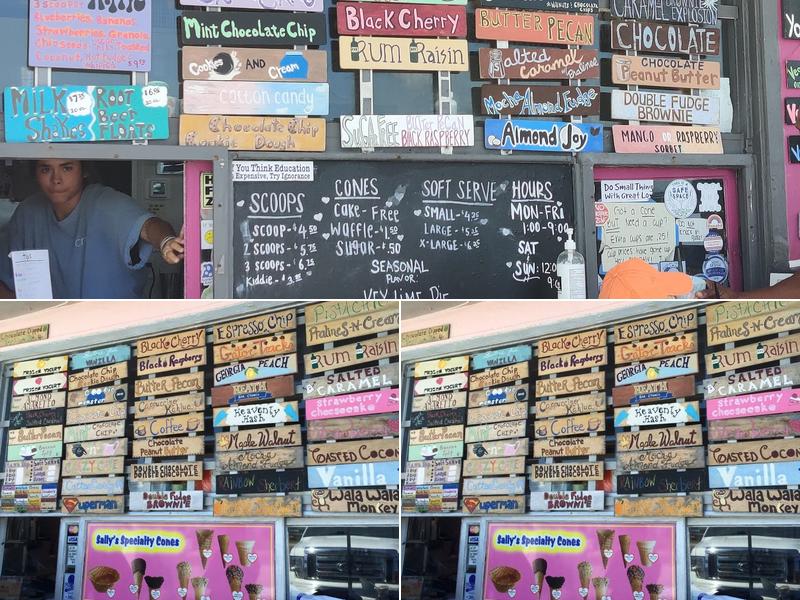 Sally's Ice Cream Menu