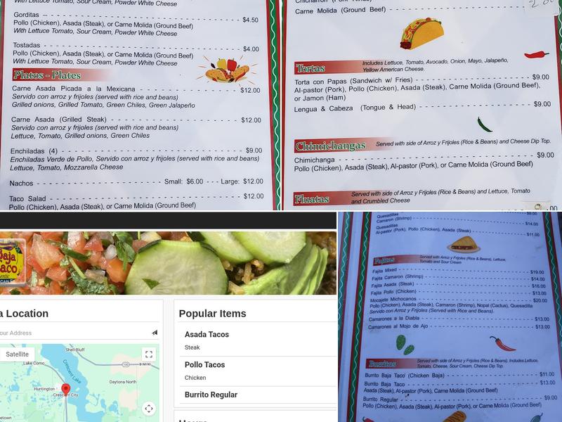 Baja Taco Menu