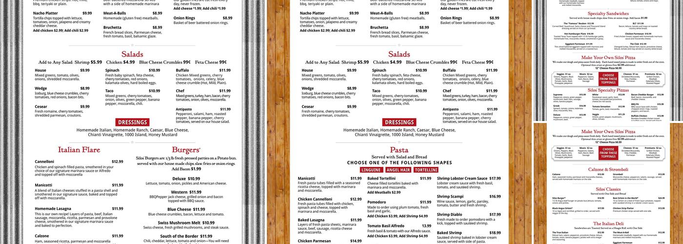 The Silos Restaurant Menu