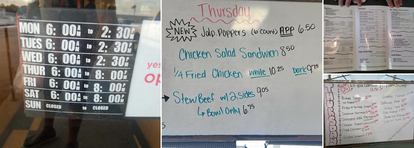Frank & Shirley's Menu