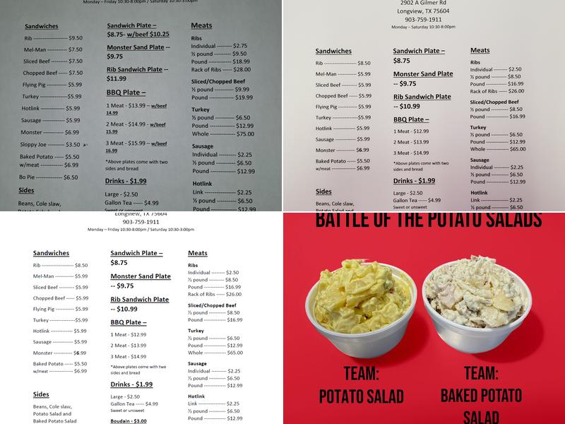 Boxcar Bar B Que Menu