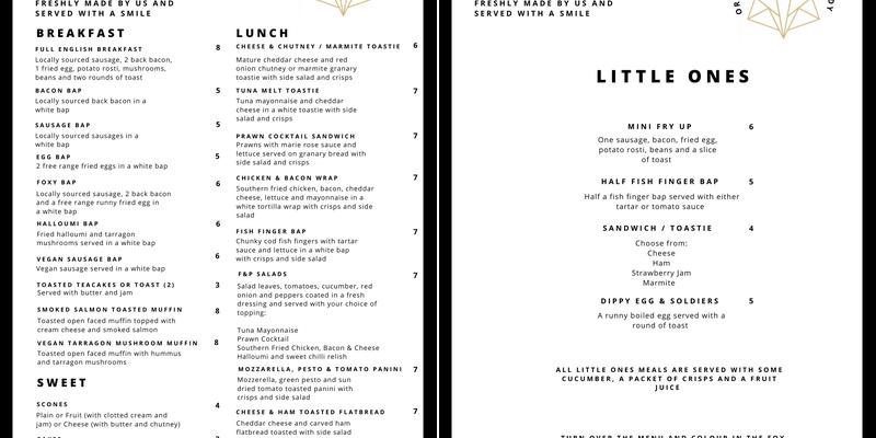 The Fox & Peony Menu