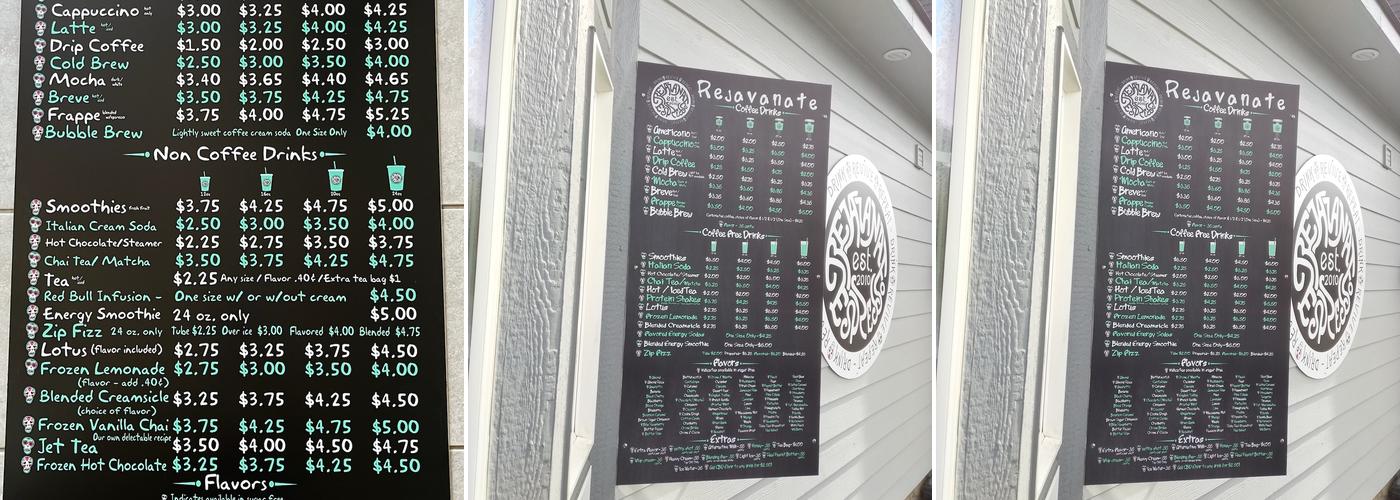 Rejavanate (Sandpoint) Menu