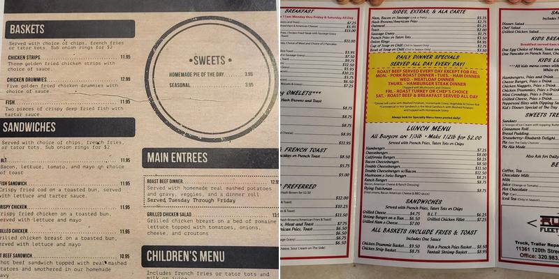 Pease Cafe Menu