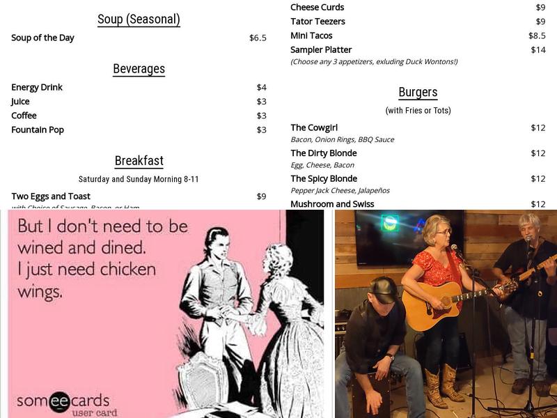 The Dirty Blonde Bar & Grill Menu