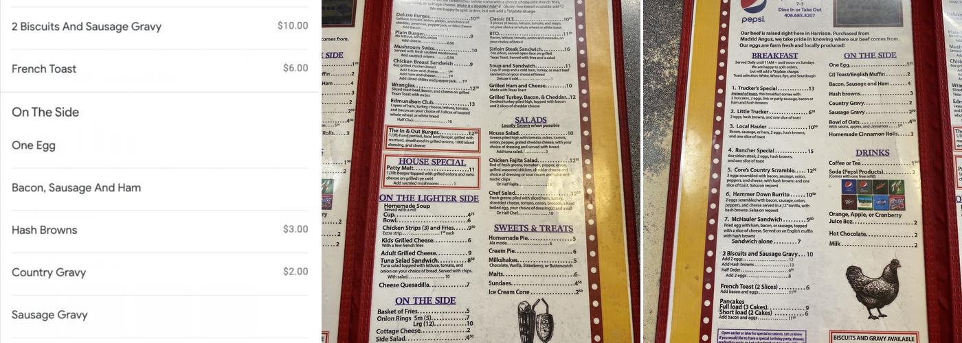 The Town Haul Diner Menu
