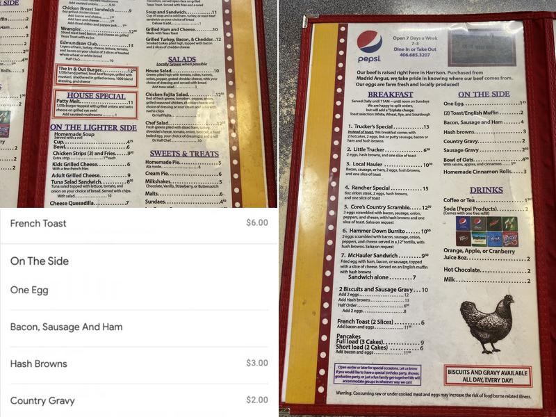 The Town Haul Diner Menu