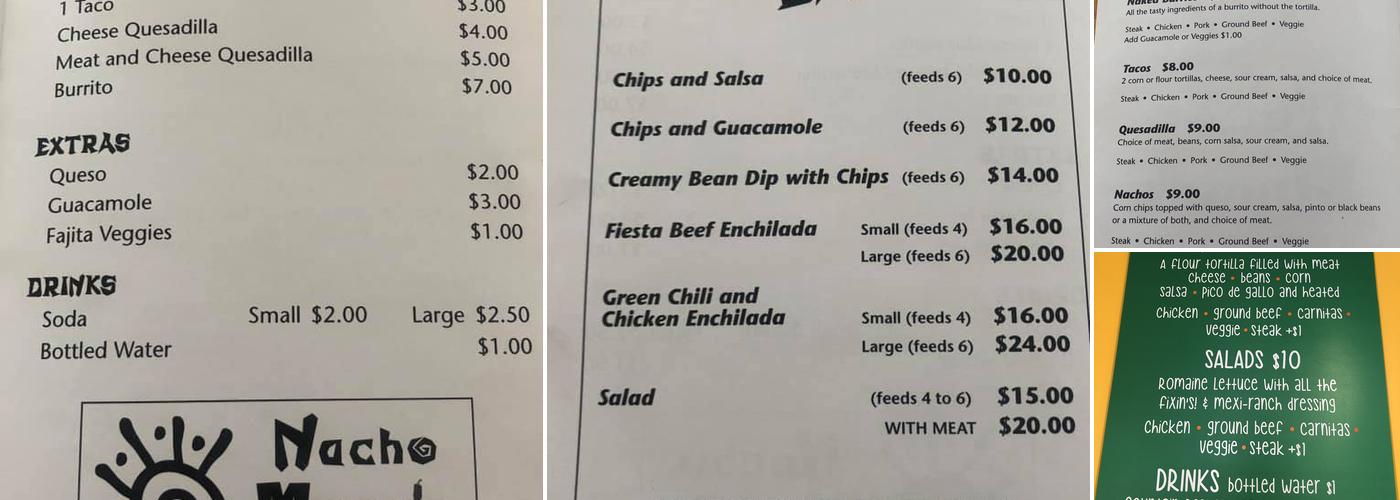 Nacho Mama's Menu