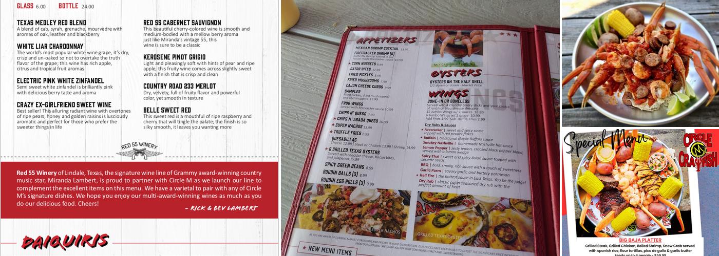 Circle M Crawfish Menu