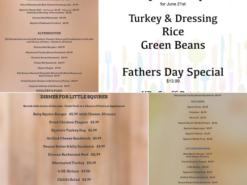 The Country Squire Menu